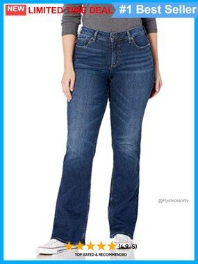 Plus Size Suki Mid Rise Curvy Slim Bootcut Jeans Stretch Denim